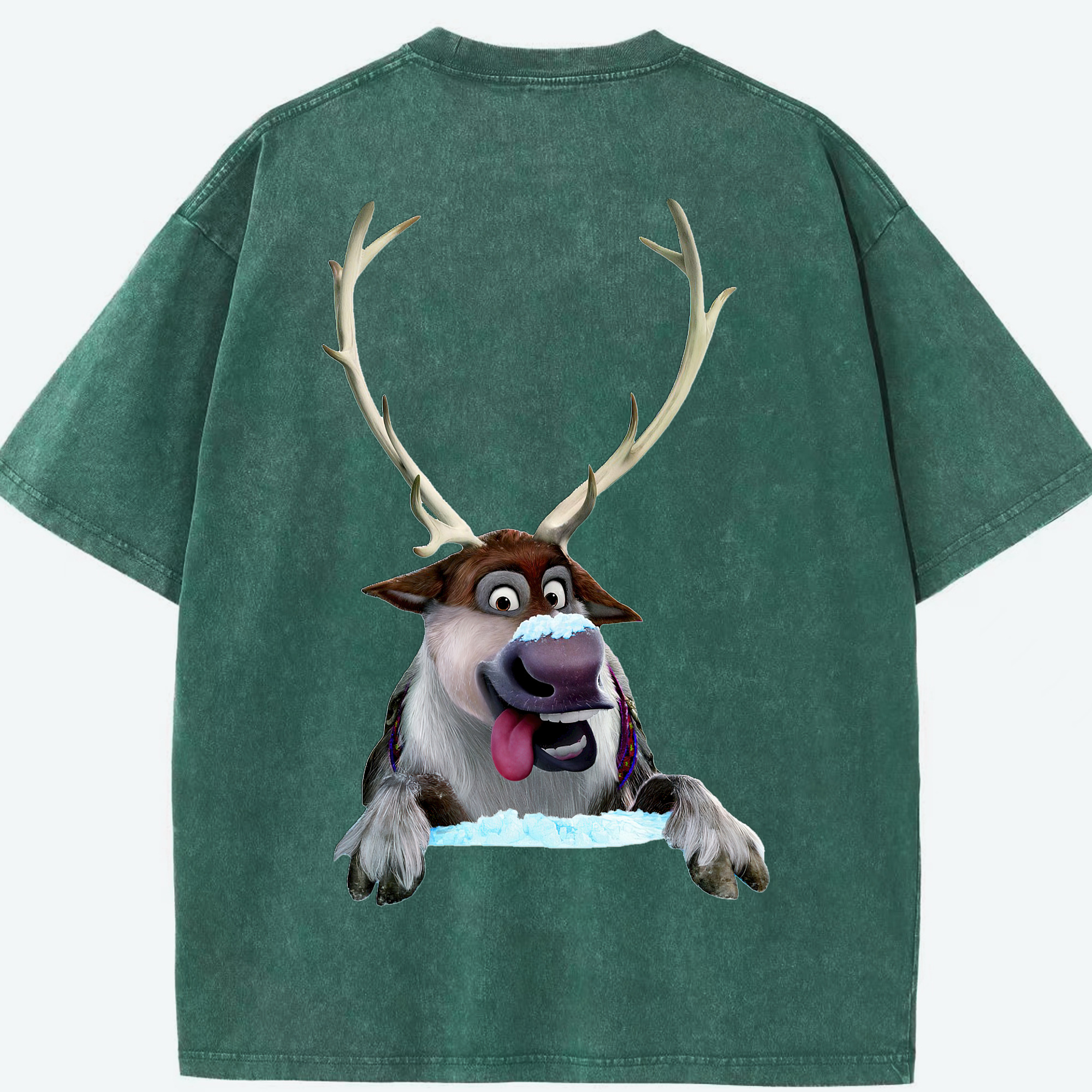 （画像用） アナと雪の女王 アンナ エルサ Frozen Anna Elsa 綿100% ヴィンテージ風 半袖Tシャツ（背面プリント）